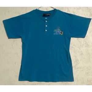 Vintage Walt Disney World 3 Button Henley Short Sleeve Shirt-Size 19x26-No Tag